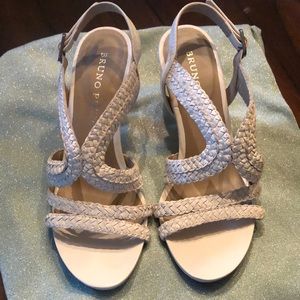 Bruno Premi 🇨🇦 braided leather ankle strap sandals with heels